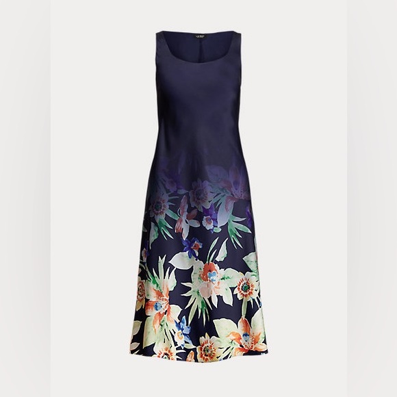 NEW L.Ralph Lauren Floral Charmeuse Dress, Size 6, New w/Tag Retail $225 , €229 - Picture 2 of 8